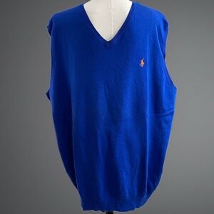 NWOT Preppy Polo Ralph Lauren Bright Blue Pima Cotton Sweater Vest Grandpa 3XLT